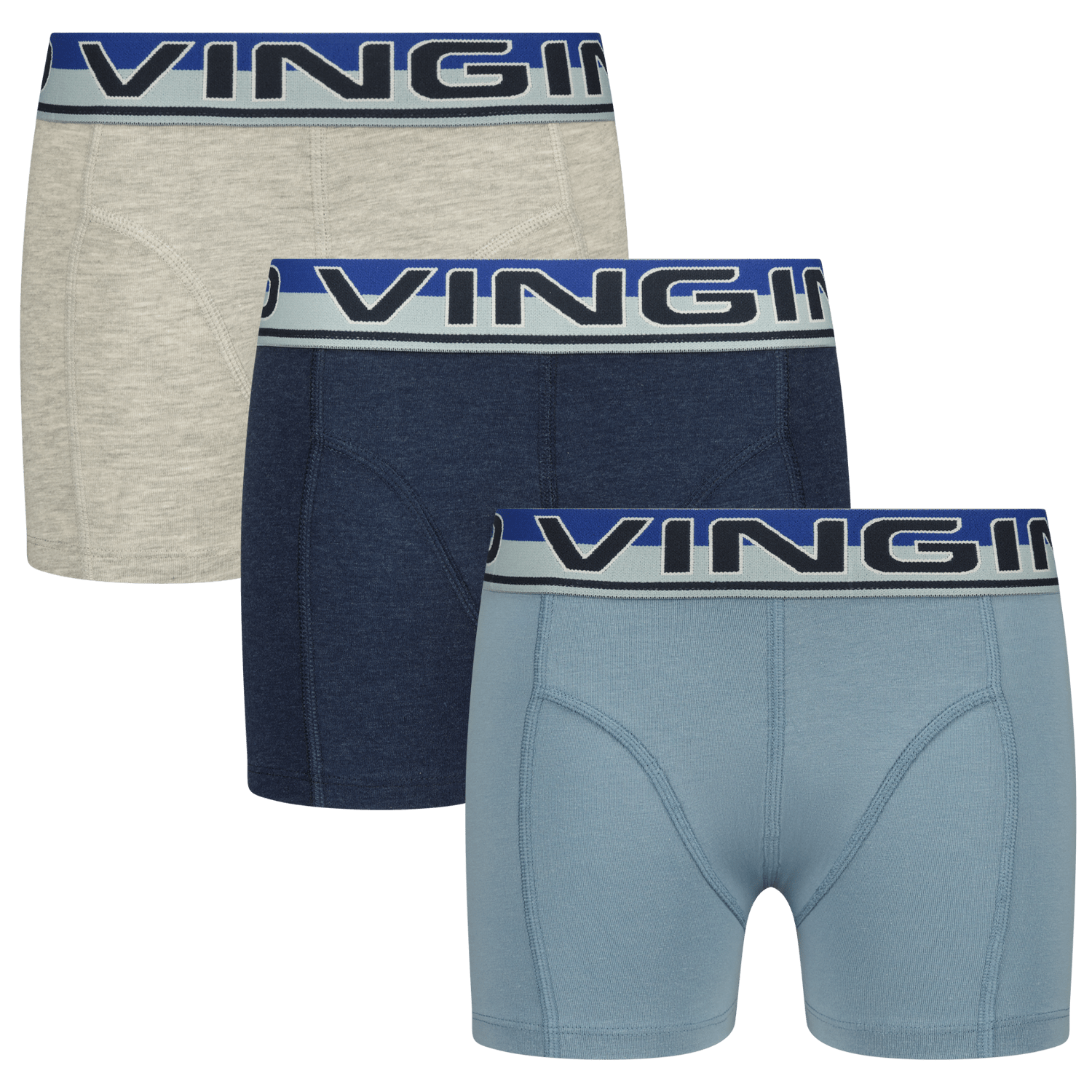 VINGINO boxershort set van 3 donkerblauw blauw grijs Jongens Stretchkatoen 146 152