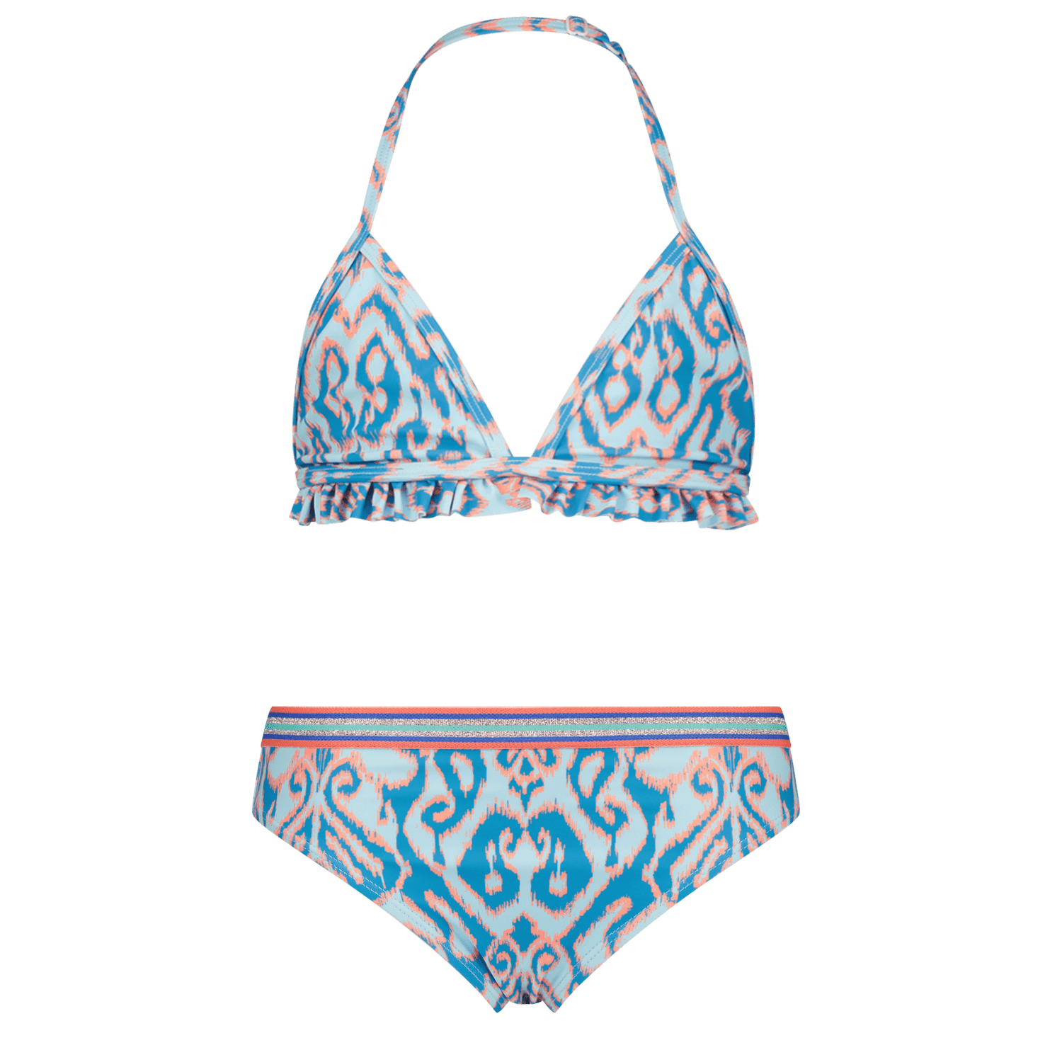 VINGINO triangel bikini Zohara met ruches blauw Meisjes Polyester Meerkleurig 140