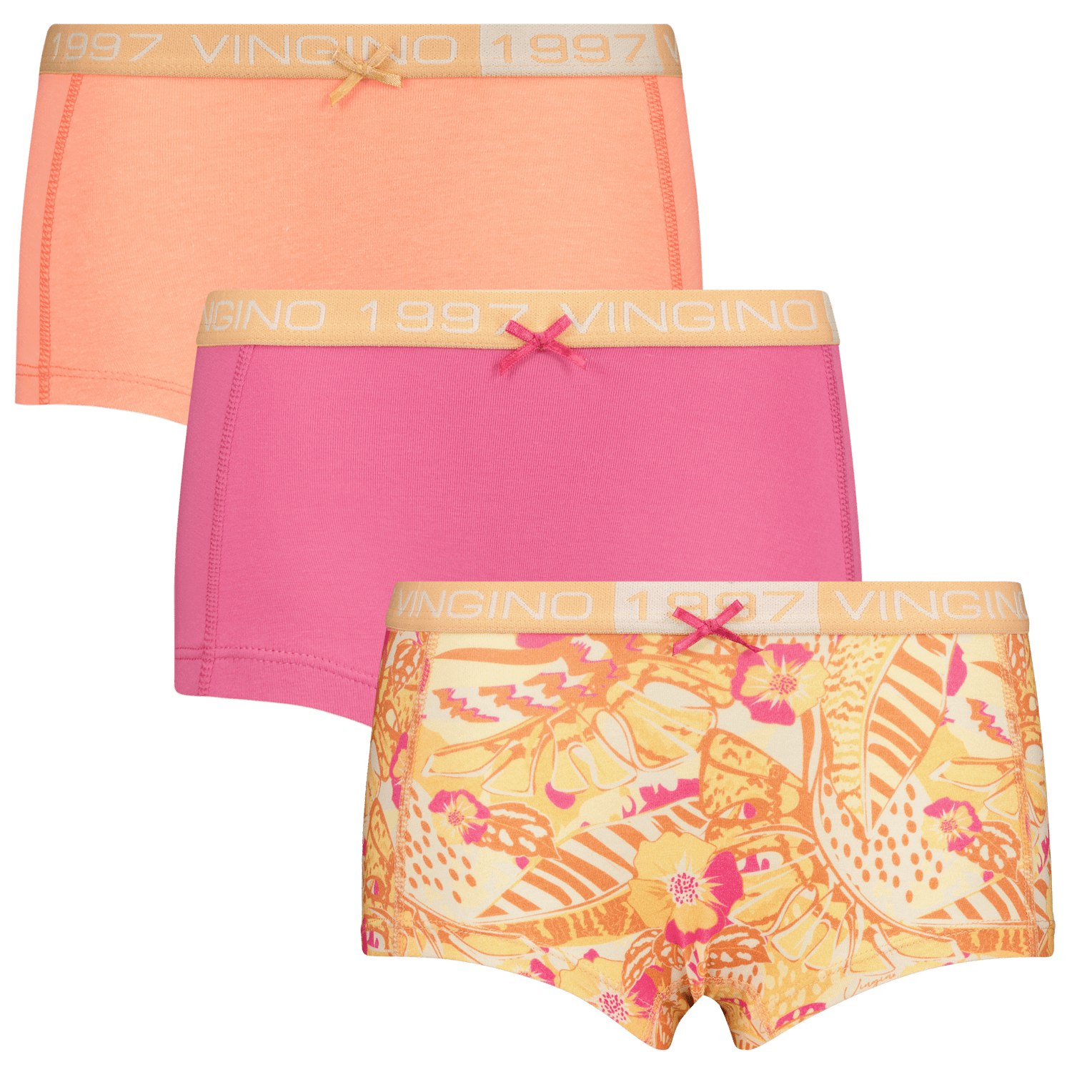 VINGINO short Leaf _ set van 3 oranje roze Slip Meisjes Stretchkatoen Meerkleurig 146 152