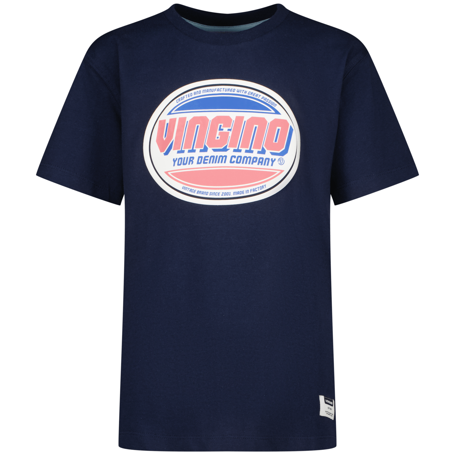 VINGINO T-shirt Hon met logo donkerblauw Jongens Katoen Ronde hals Logo 140